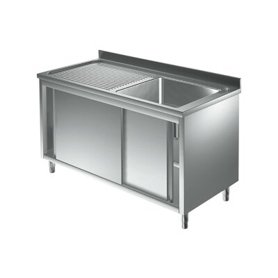 Spülschrank 1 Becken R 1600 x 600  Spültisch Edelstahl Gastro Spüle Spülbecken