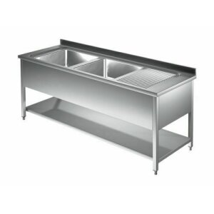 Sp&uuml;ltisch 1500 x 600  * links 2 Becken *  Edelstahl...