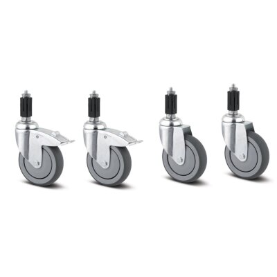 Rollensatz Rädersatz für Edelstahl Arbeitstisch Arbeitsschrank Spültisch Räder