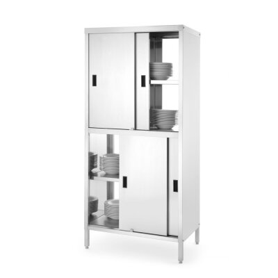 HENDI Durchreicheschrank mit Trennwand und Schiebetüren – verschraubt, Kitchen Line, 800x500x(H)1800mm