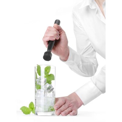 BarUp Cocktail-Stößel, sternförmig gezahnt, Schwarz, ⌀34x207mm