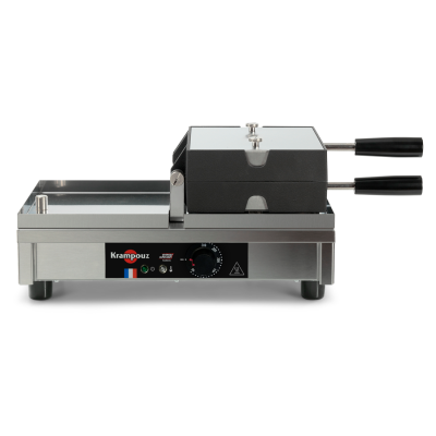 KRAMPOUZ Waffeleisen 4x7 Lüttich 180° einfach L/R-Öffnung Waffle Maker Modell WECAHA