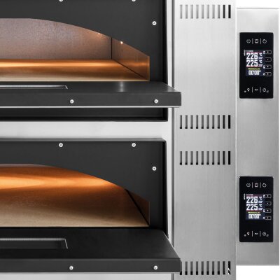 GGF Pizzaofen FR-Line Digital, 2 Kammern Vollschamott für 4 Pizzen á Ø 360 mm, 1010x850x750 mm (BxTxH), 12 kW