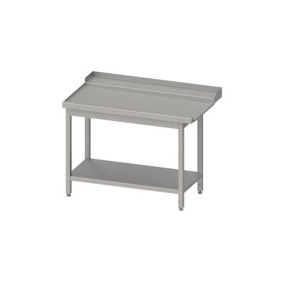 STALGAST Ablauftisch, Korbführung mit Gefälle, mit Grundboden 1300x750x880 mm, Anbauseite links, mit Aufkantung, verschweißt