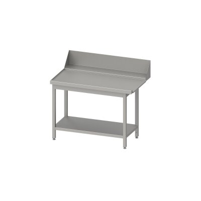 STALGAST Ablauftisch "PRO", Korbführung mit Gefälle, mit Grundboden, 800x750x880 mm, Anbauseite links, mit Aufkantung 200 mm, verschweißt