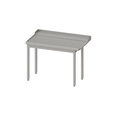 STALGAST Ablauftisch, Korbführung mit Gefälle, ohne Grundboden 1100x750x880 mm, Anbauseite links, mit Aufkantung, verschweißt