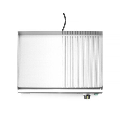 HENDI Grillplatte halb gerillt, Kitchen Line, 220-240V/2400W, 527x404x(H)233mm