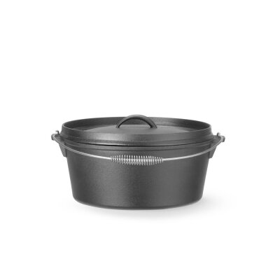 HENDI Gusseisentopf, 7,2L, Schwarz, ⌀310x(H)130mm, Rund