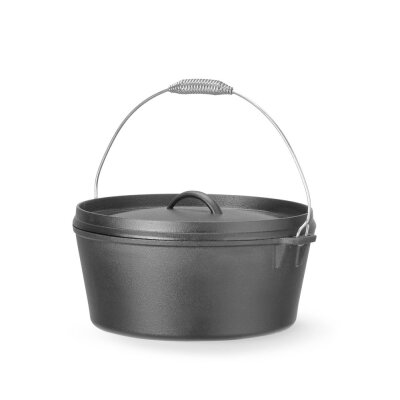 HENDI Gusseisentopf, 7,2L, Schwarz, ⌀310x(H)130mm, Rund