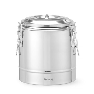HENDI Isolierter tragbarer Behälter, Kitchen Line, 11L, Silber, ⌀300x(H)345mm