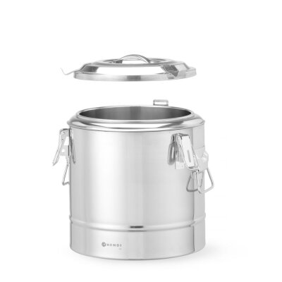 HENDI Isolierter tragbarer Behälter, Kitchen Line, 11L, Silber, ⌀300x(H)345mm