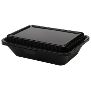 CONTACTO Mehrweg-Menüschale, flacher Deckel schwarz