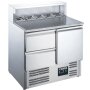 SARO Gastro Pizzatisch 1 T&uuml;r + 2 Schubladen mit Aufsatz Modell EPS 900 1/2