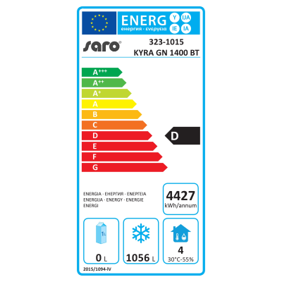 SARO Gastro Gewerbetiefkühlschrank - 2/1 GN Modell KYRA GN 1400 BT
