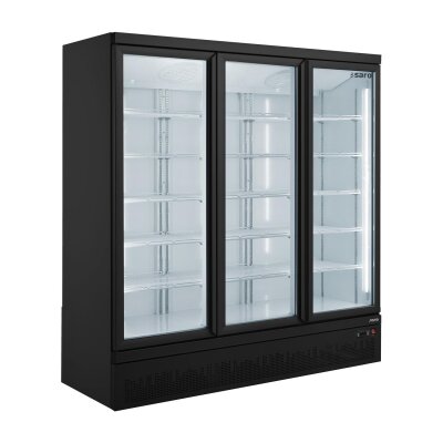 SARO Tiefkühlschrank mit 3 Glastüren, Modell GTK 1480  - schwarz/weiß