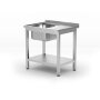HENDI Waschtisch mit Ablage – verschraubt, Tiefe 600 mm, Profi Line, Rechte Seite, 800x600x(H)850mm
