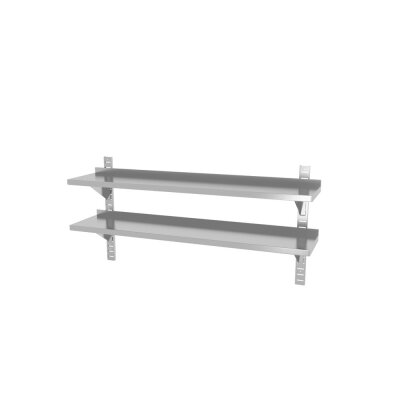 HENDI Doppelwandregal, einstellbar, mit 2 Halterungen, 800x300x(H)600mm